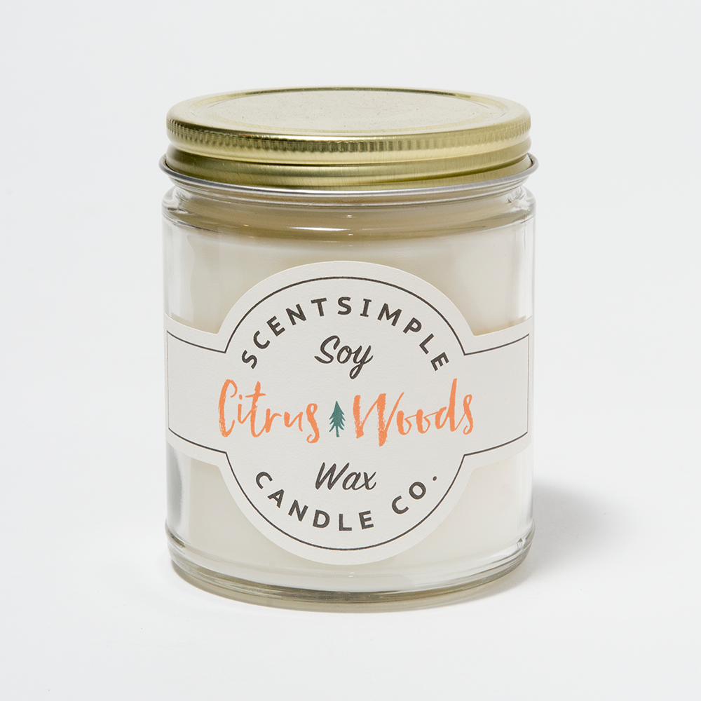 Citrus Woods Scented Soy Wax Candle