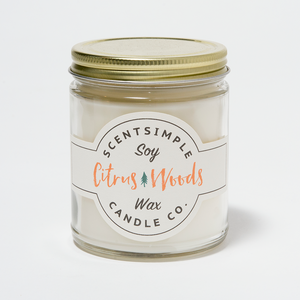 Citrus Woods Scented Soy Wax Candle