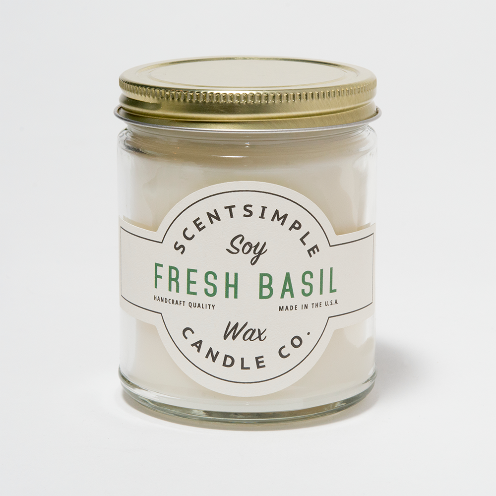 Fresh Basil Scented Soy Wax Candle - ScentSimple Candle Co.
